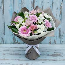 Букет цветов из:  Герберы, Альстромерии и Хризантемы в Роговской