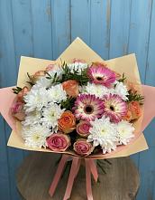 Букет цветов из:  Розы, Герберы и Хризантемы в Роговской