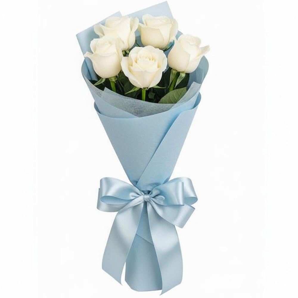 Букет 5 Белых роз Проуд в Роговской