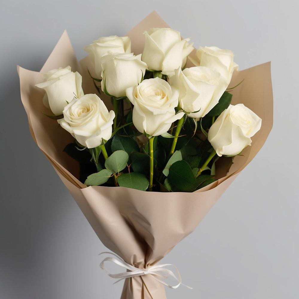 Букет 9 Белых роз Эдлесс Лав в Роговской