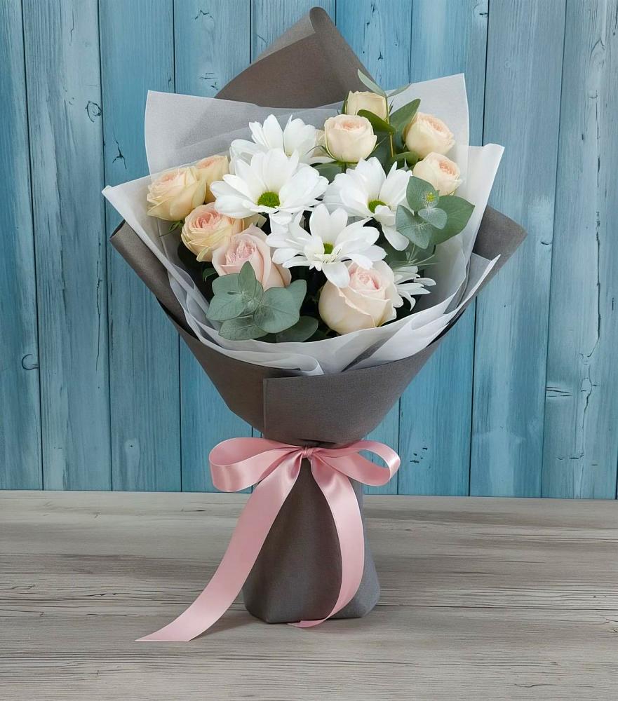 Букет цветов из: Хризантемы и Розы в Роговской