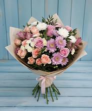 Букет цветов из:  Хризантемы, Розы и Альстромерии в Роговской