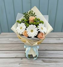 Букет цветов из:  Герберы, Розы и Хризантемы в Роговской
